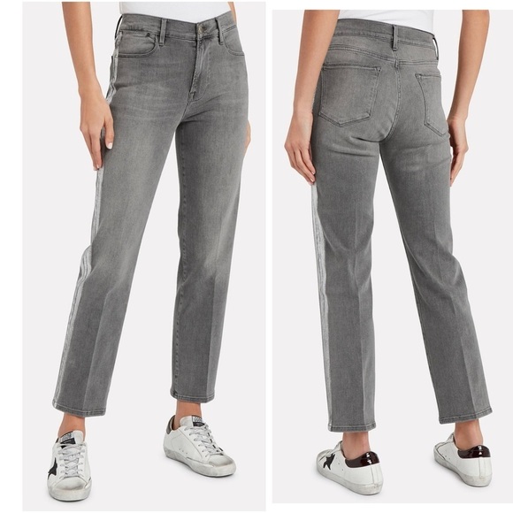 Frame Denim Le High Straight Metallic Silver Foil Tux Jeans Grey Size 25 NEW - Picture 4 of 13